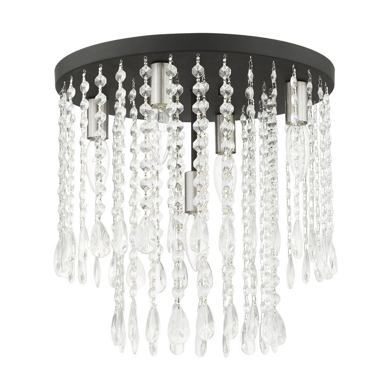Livex Lighting 51068-04 Five Light Flush Mount, Black w/ Brushed Nickels
