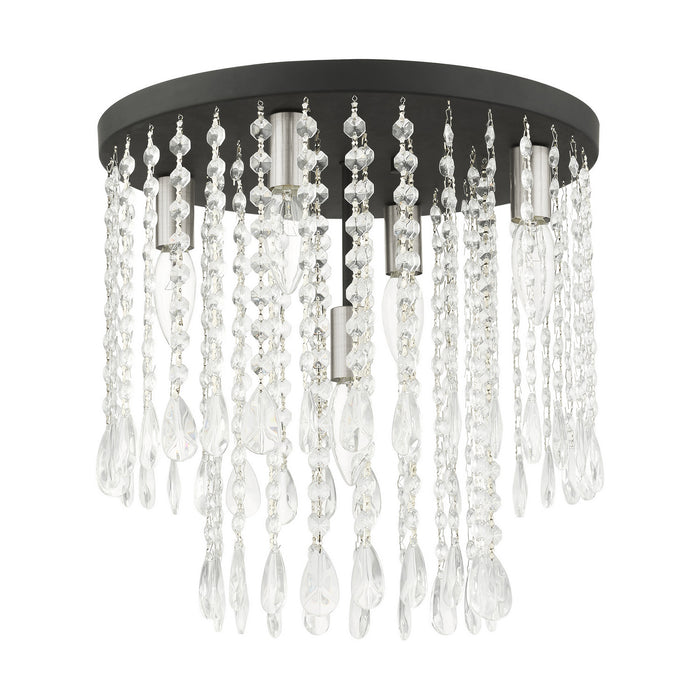 Livex Lighting 51068-04 Five Light Flush Mount, Black w/ Brushed Nickels