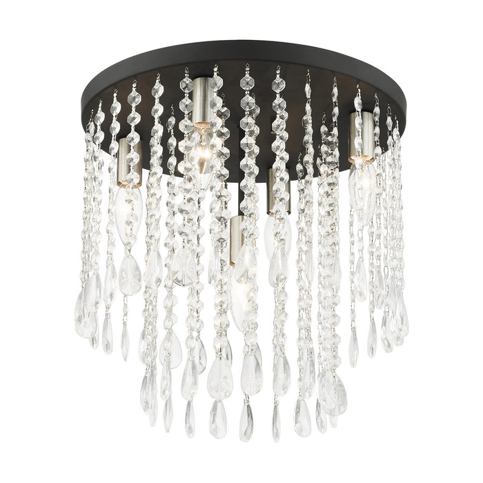 Livex Lighting 51068-04 Five Light Flush Mount, Black w/ Brushed Nickels