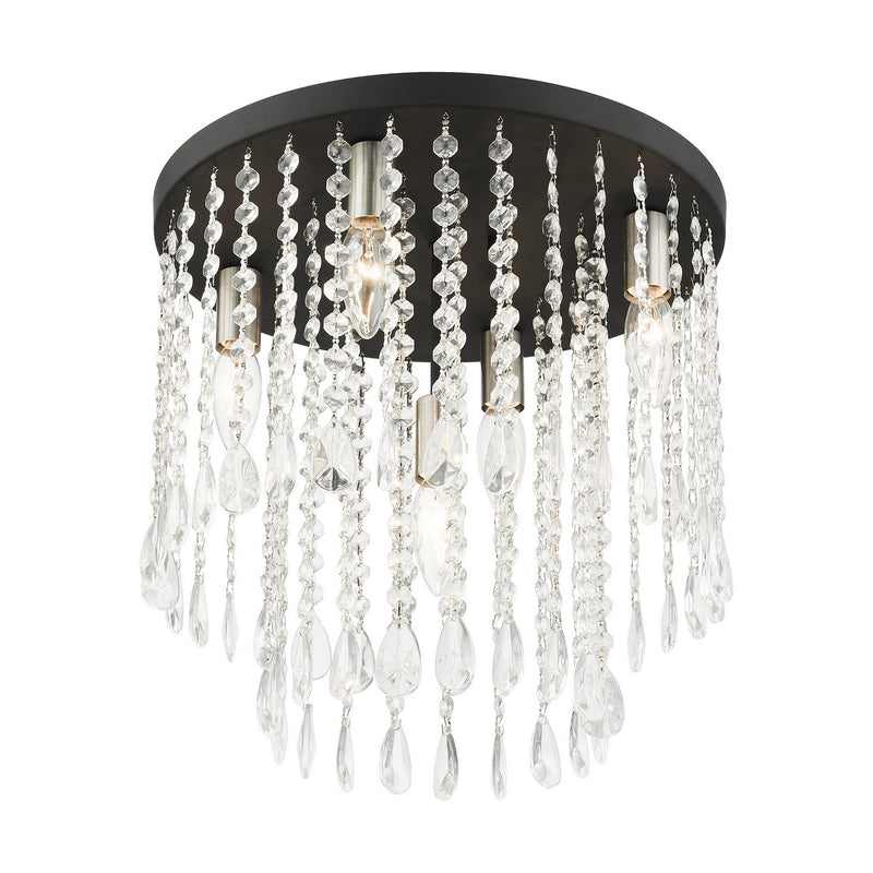 Livex Lighting 51068-04 Five Light Flush Mount, Black w/ Brushed Nickels