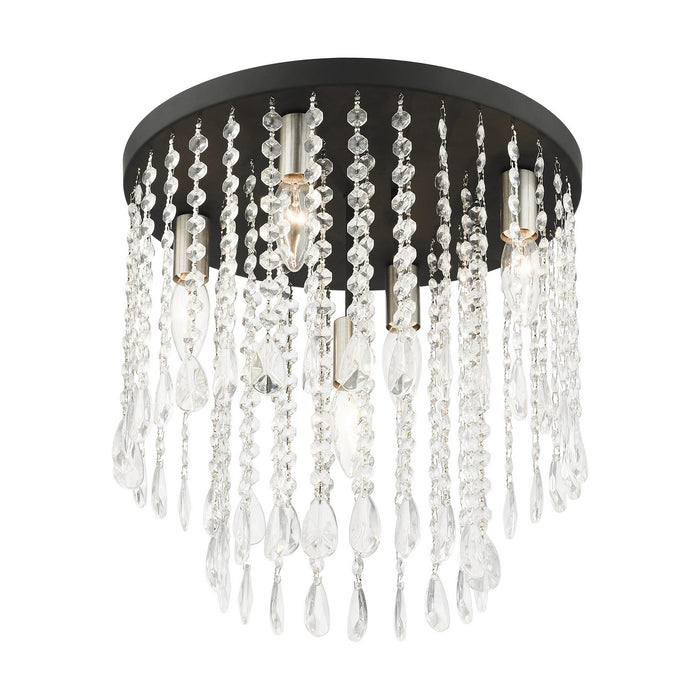 Livex Lighting 51068-04 Five Light Flush Mount, Black w/ Brushed Nickels