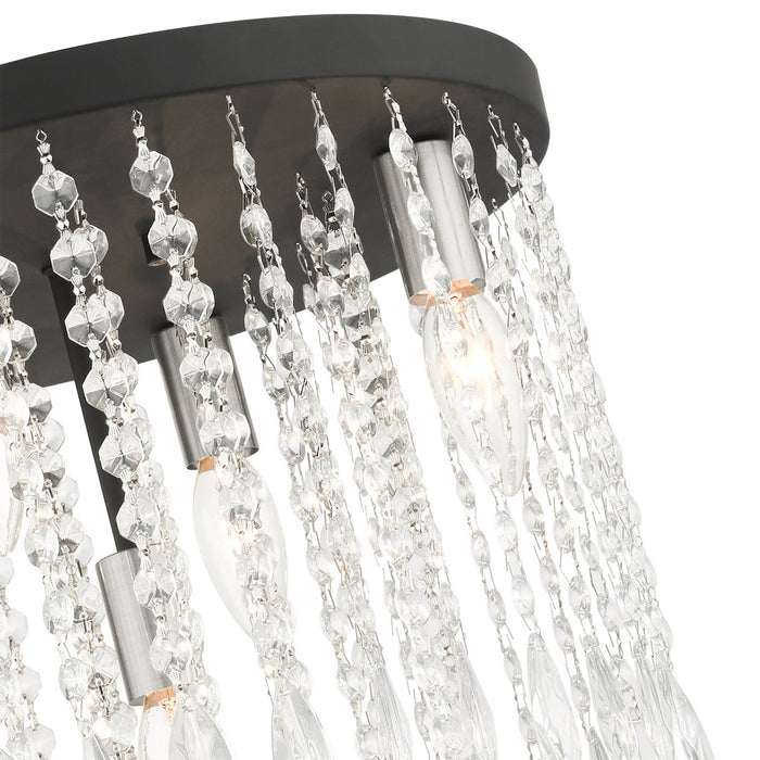 Livex Lighting 51068-04 Five Light Flush Mount, Black w/ Brushed Nickels