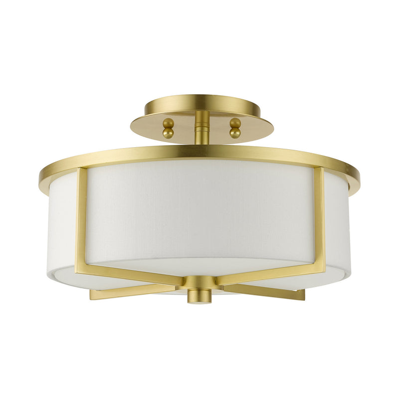 Livex Lighting 51073-12 Two Light Semi Flush Mount, Satin Brass
