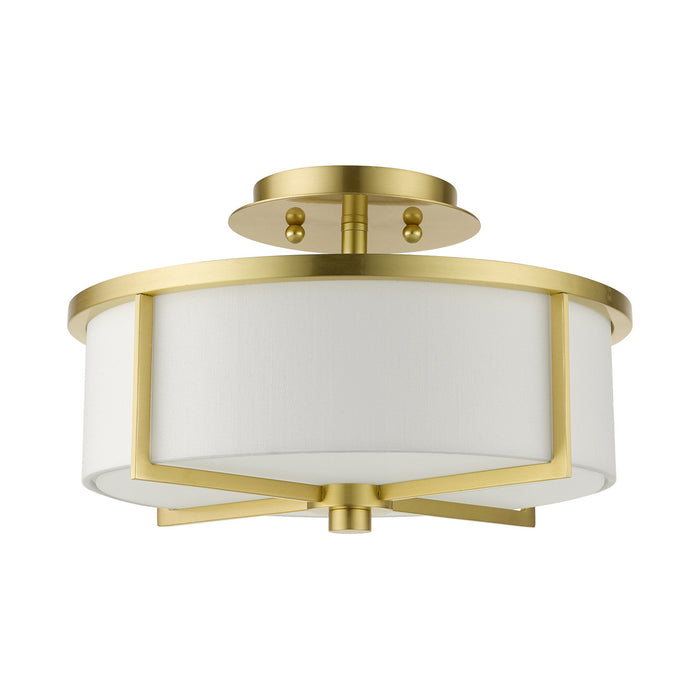 Livex Lighting 51073-12 Two Light Semi Flush Mount, Satin Brass