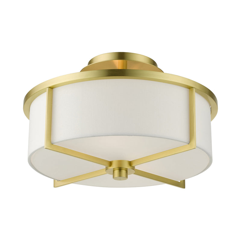 Livex Lighting 51073-12 Two Light Semi Flush Mount, Satin Brass