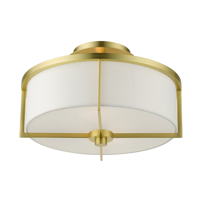 Livex Lighting 51073-12 Two Light Semi Flush Mount, Satin Brass