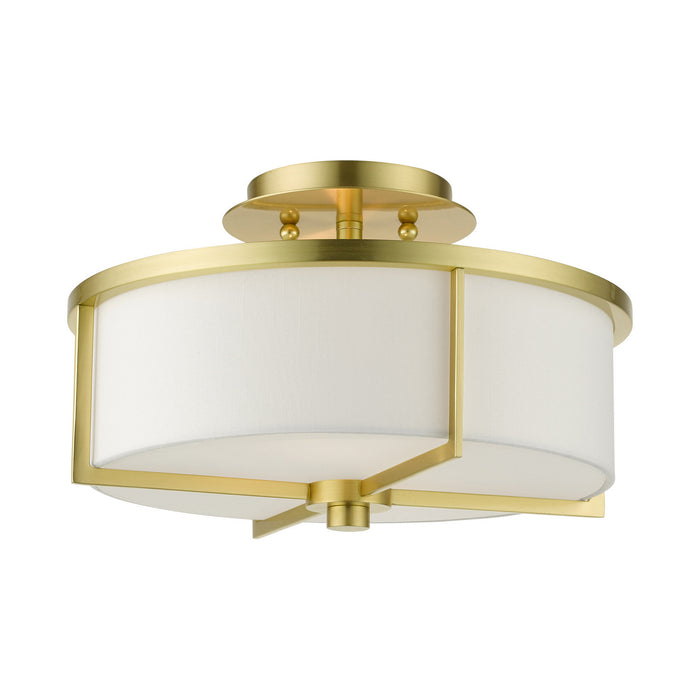 Livex Lighting 51073-12 Two Light Semi Flush Mount, Satin Brass