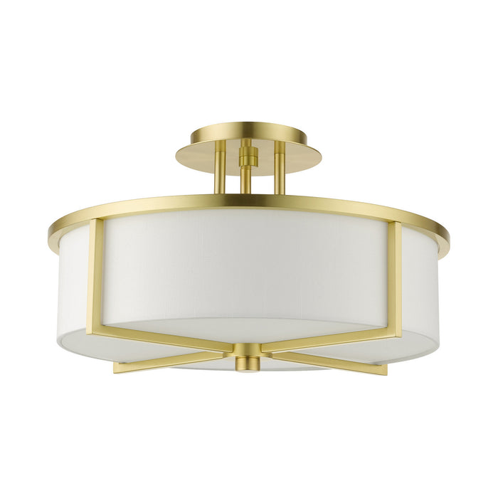 Livex Lighting 51074-12 Three Light Semi Flush Mount, Satin Brass