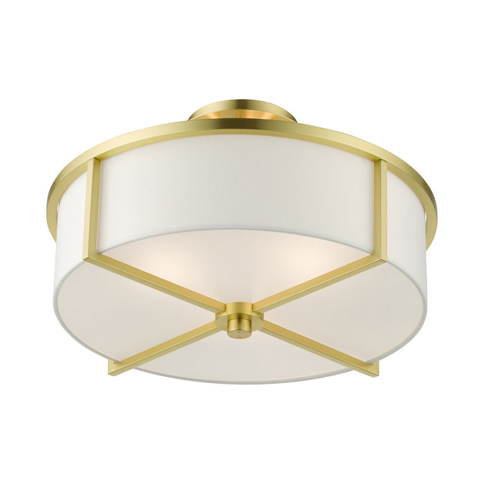 Livex Lighting 51074-12 Three Light Semi Flush Mount, Satin Brass
