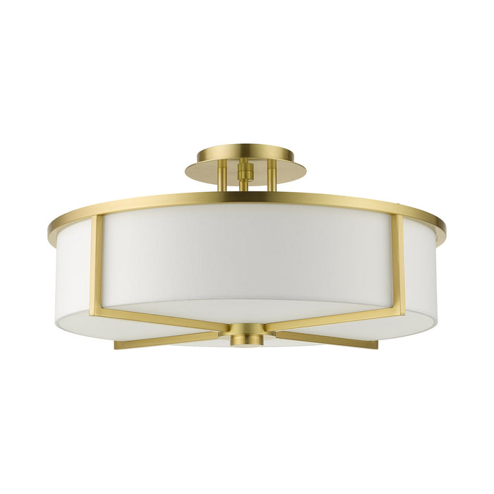 Livex Lighting 51075-12 Four Light Semi Flush Mount, Satin Brass