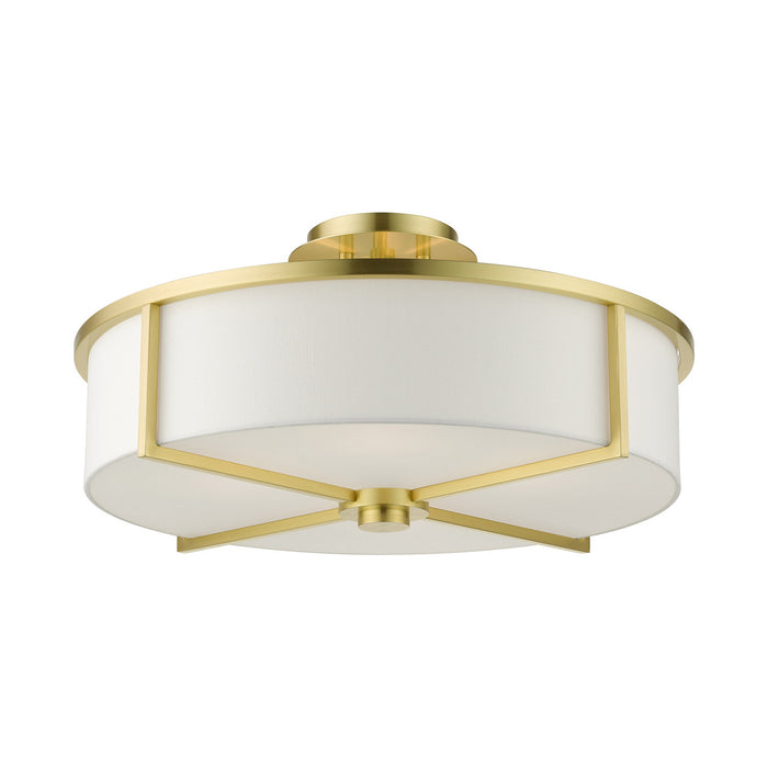 Livex Lighting 51075-12 Four Light Semi Flush Mount, Satin Brass