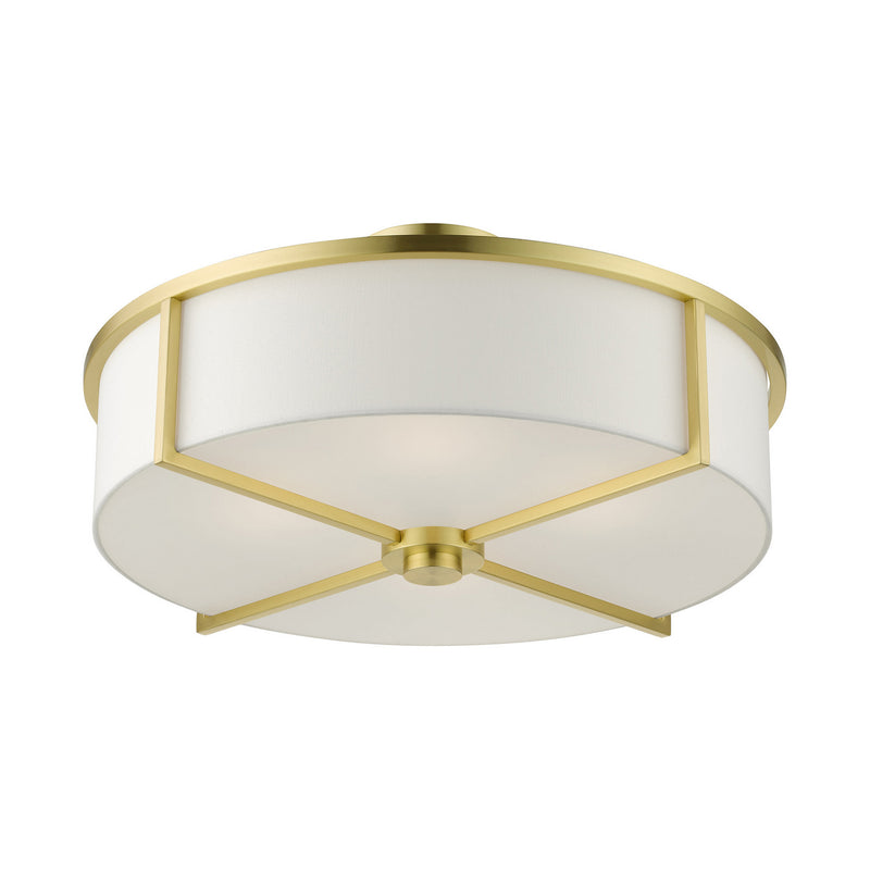 Livex Lighting 51075-12 Four Light Semi Flush Mount, Satin Brass