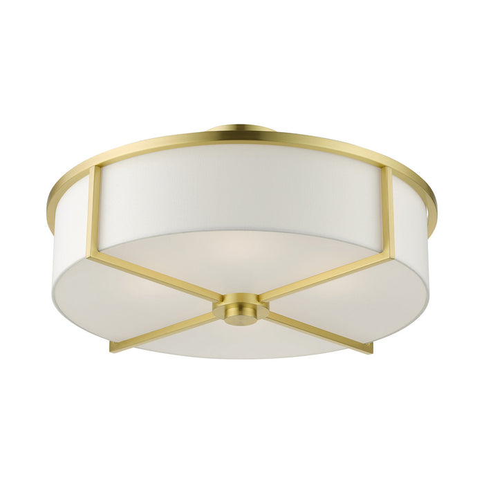 Livex Lighting 51075-12 Four Light Semi Flush Mount, Satin Brass
