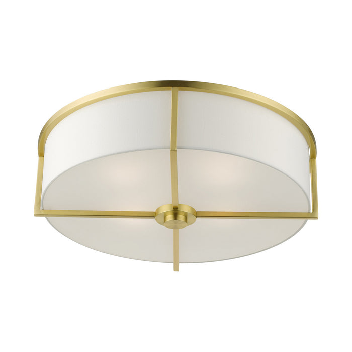 Livex Lighting 51075-12 Four Light Semi Flush Mount, Satin Brass