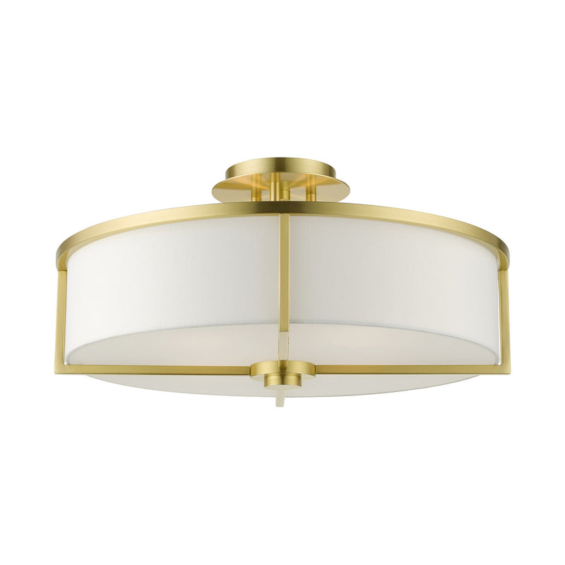 Livex Lighting 51075-12 Four Light Semi Flush Mount, Satin Brass