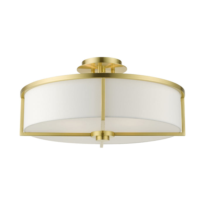 Livex Lighting 51075-12 Four Light Semi Flush Mount, Satin Brass