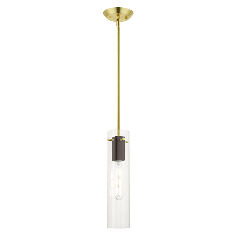Livex Lighting 51160-12 One Light Pendant, Satin Brass & Bronze