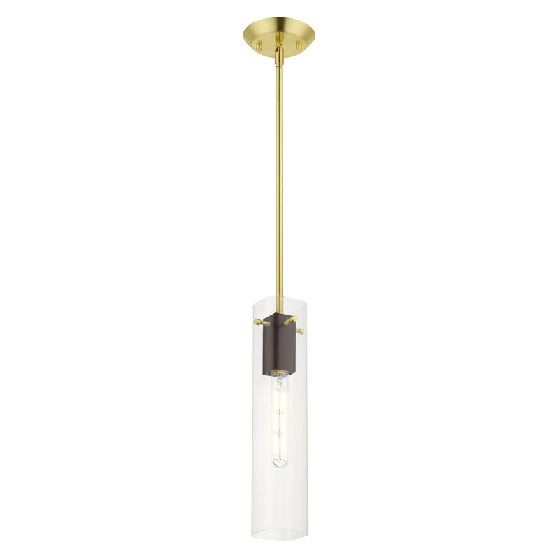 Livex Lighting 51160-12 One Light Pendant, Satin Brass & Bronze
