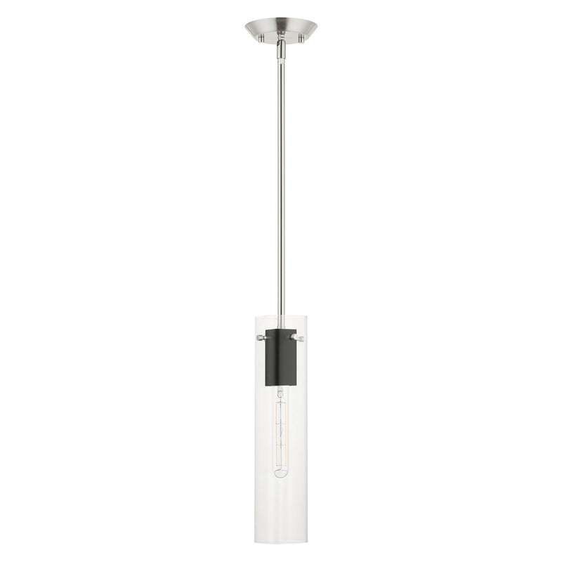 Livex Lighting 51160-91 One Light Pendant, Brushed Nickel & Black
