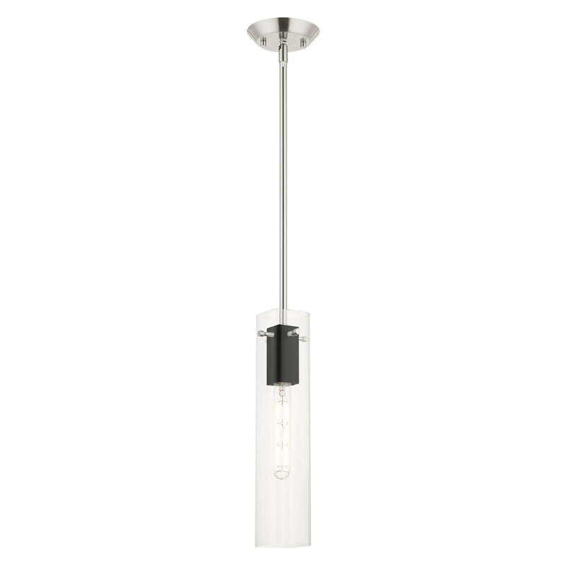 Livex Lighting 51160-91 One Light Pendant, Brushed Nickel & Black