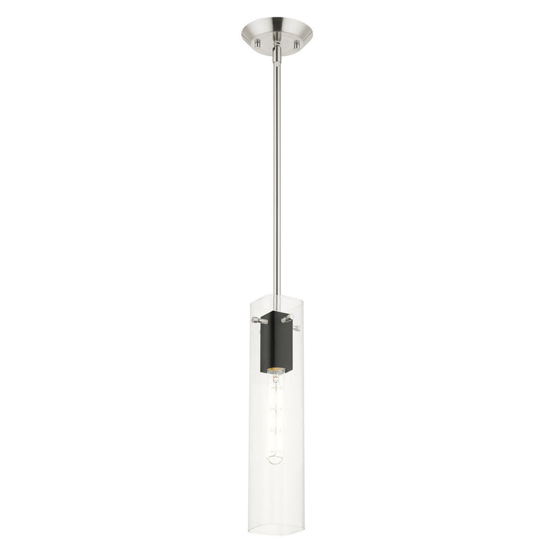 Livex Lighting 51160-91 One Light Pendant, Brushed Nickel & Black