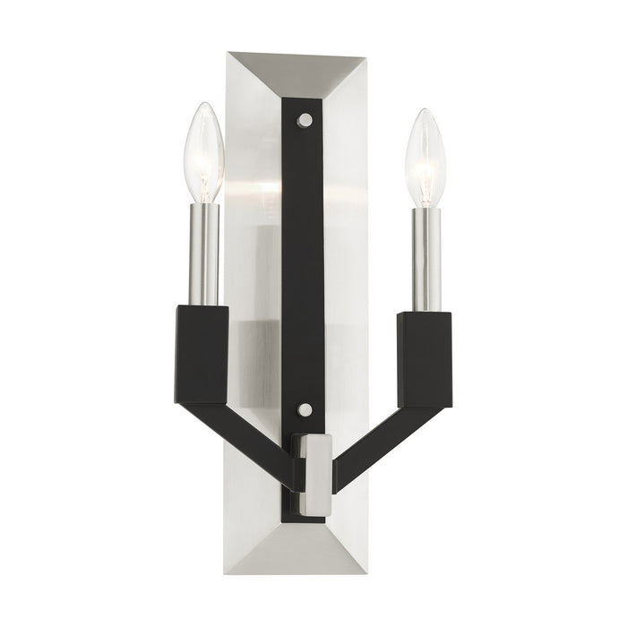 Livex Lighting 51162-91 Two Light Wall Sconce, Brushed Nickel & Black