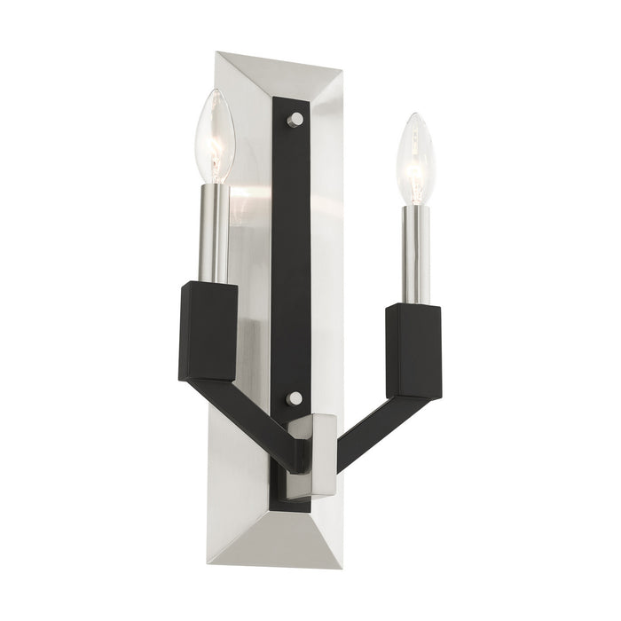 Livex Lighting 51162-91 Two Light Wall Sconce, Brushed Nickel & Black