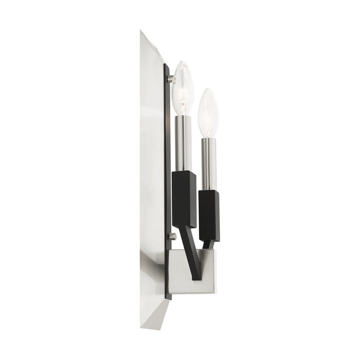 Livex Lighting 51162-91 Two Light Wall Sconce, Brushed Nickel & Black