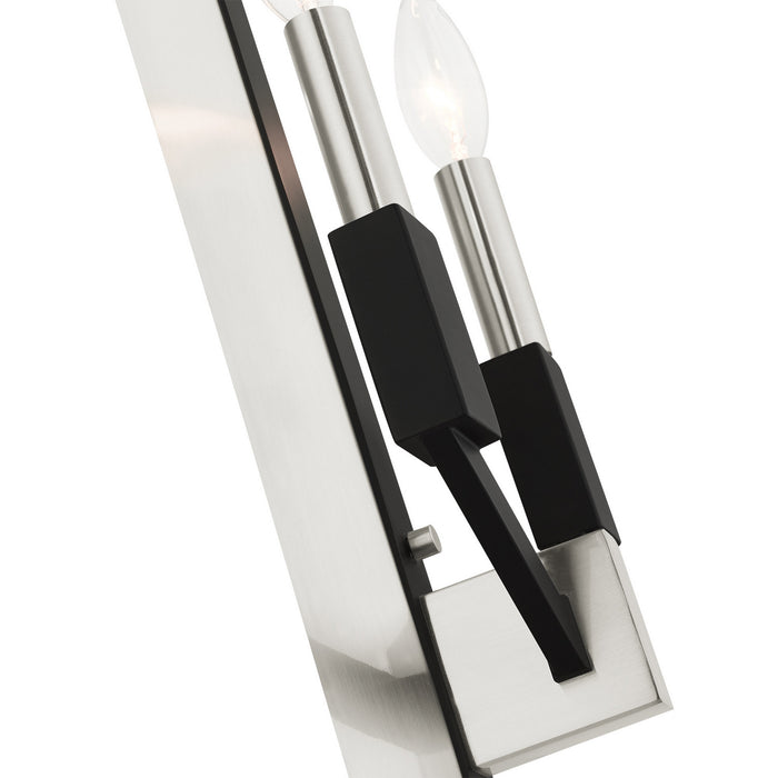 Livex Lighting 51162-91 Two Light Wall Sconce, Brushed Nickel & Black