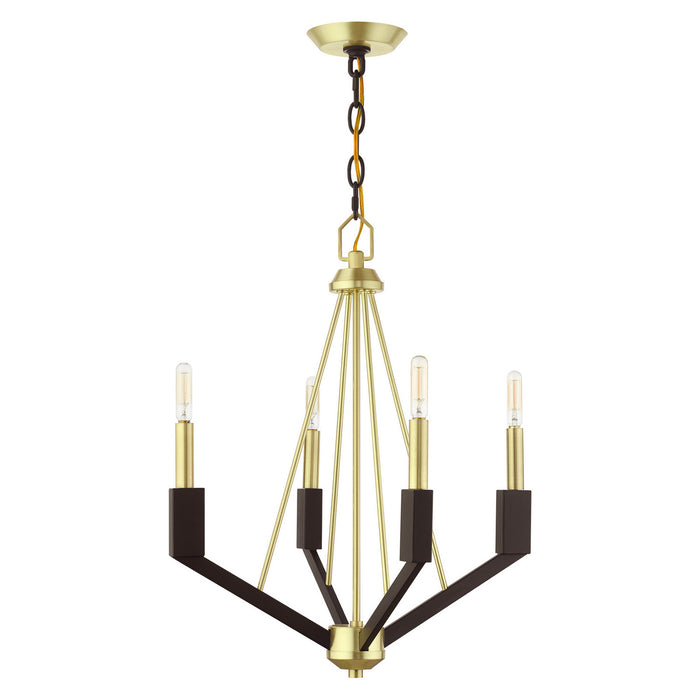Livex Lighting 51164-12 Four Light Mini Chandelier, Satin Brass and Bronze