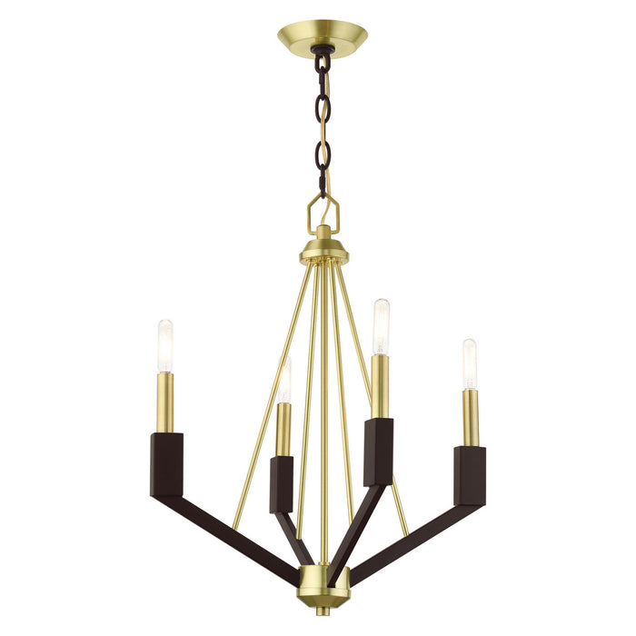 Livex Lighting 51164-12 Four Light Mini Chandelier, Satin Brass and Bronze