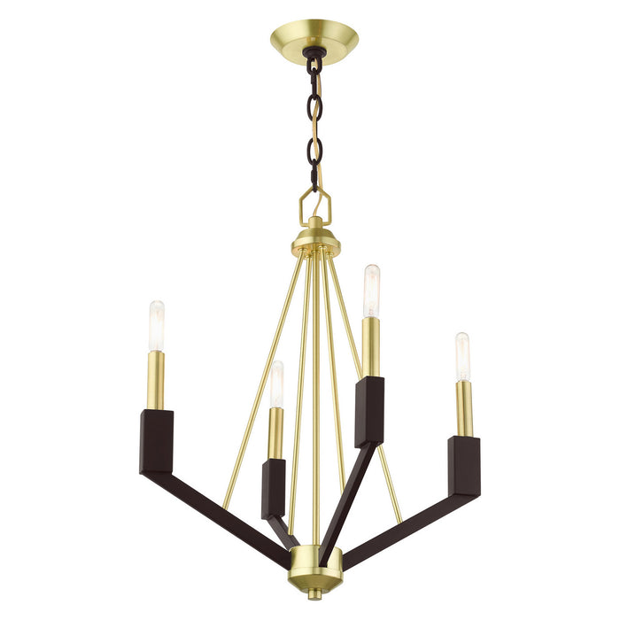 Livex Lighting 51164-12 Four Light Mini Chandelier, Satin Brass and Bronze