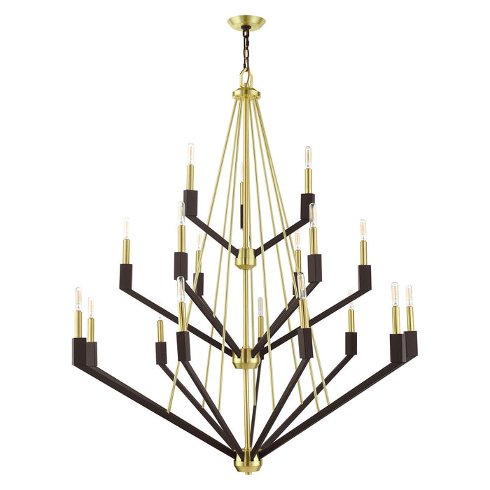 Livex Lighting 51169-12 18 Light Foyer Chandelier, Satin Brass & Bronze