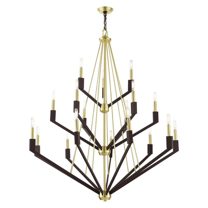 Livex Lighting 51169-12 18 Light Foyer Chandelier, Satin Brass & Bronze