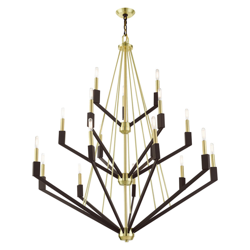 Livex Lighting 51169-12 18 Light Foyer Chandelier, Satin Brass & Bronze