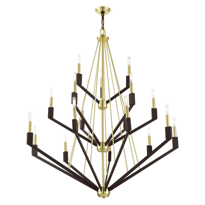 Livex Lighting 51169-12 18 Light Foyer Chandelier, Satin Brass & Bronze