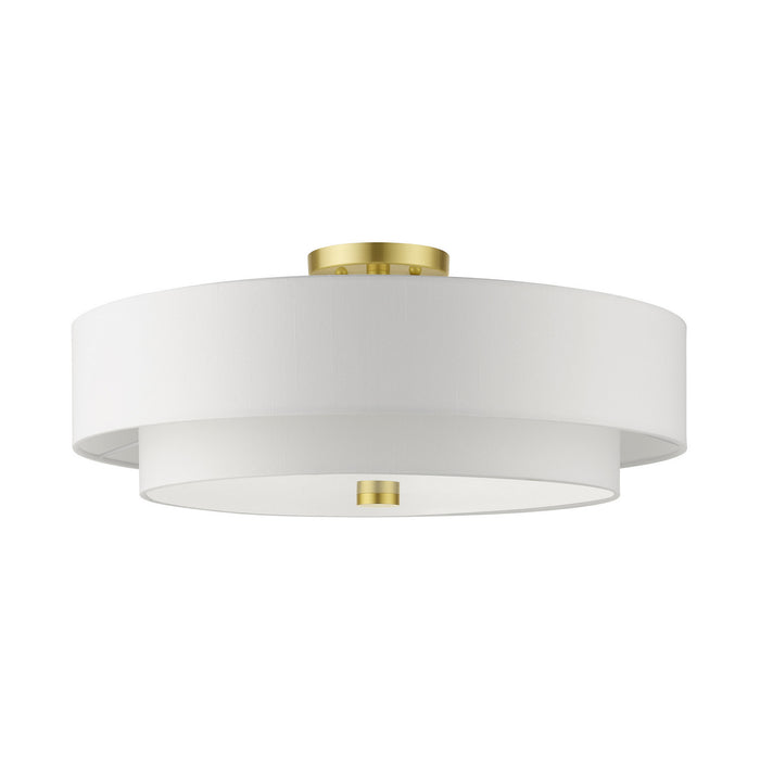 Livex Lighting 52140-12 Five Light Semi Flush Mount, Satin Brass