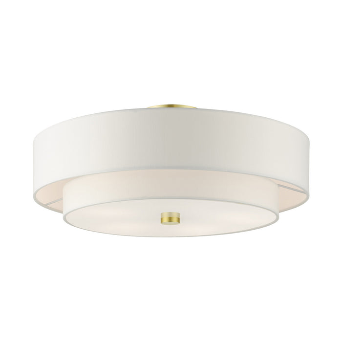 Livex Lighting 52140-12 Five Light Semi Flush Mount, Satin Brass