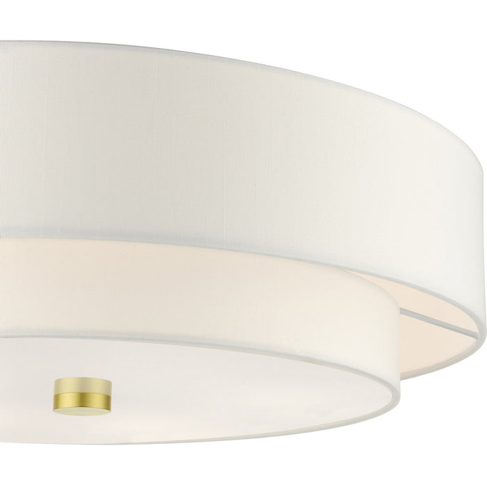 Livex Lighting 52140-12 Five Light Semi Flush Mount, Satin Brass
