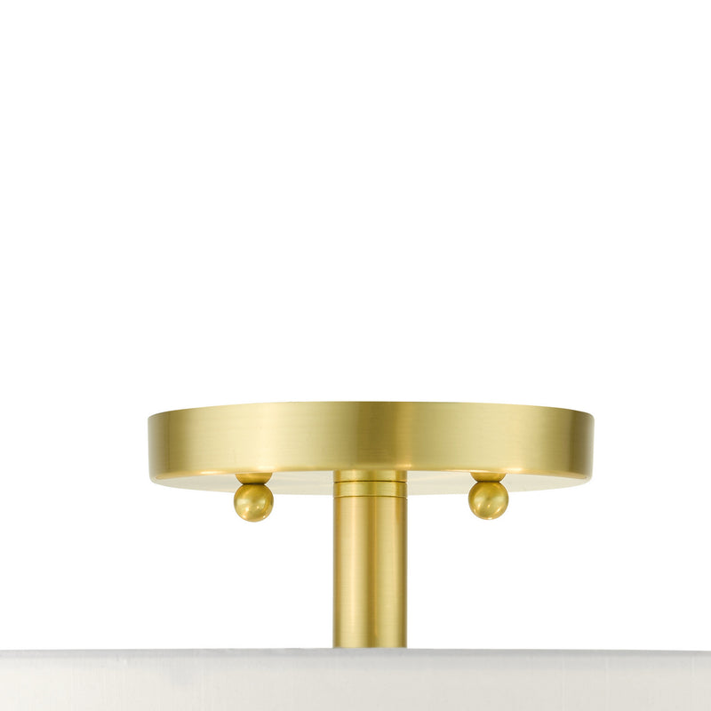 Livex Lighting 52140-12 Five Light Semi Flush Mount, Satin Brass