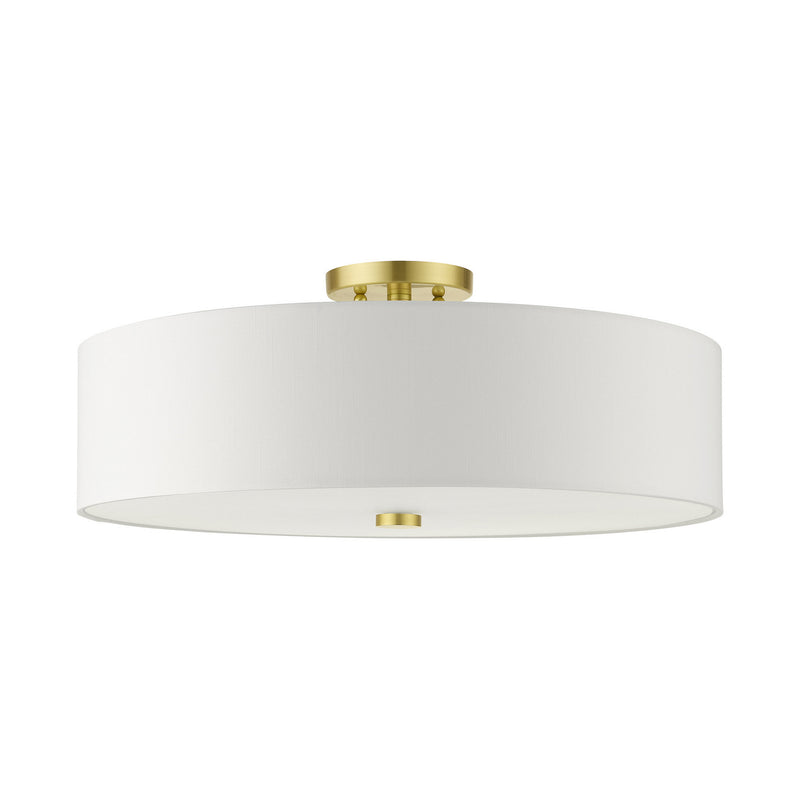 Livex Lighting 52142-12 Five Light Semi Flush Mount, Satin Brass