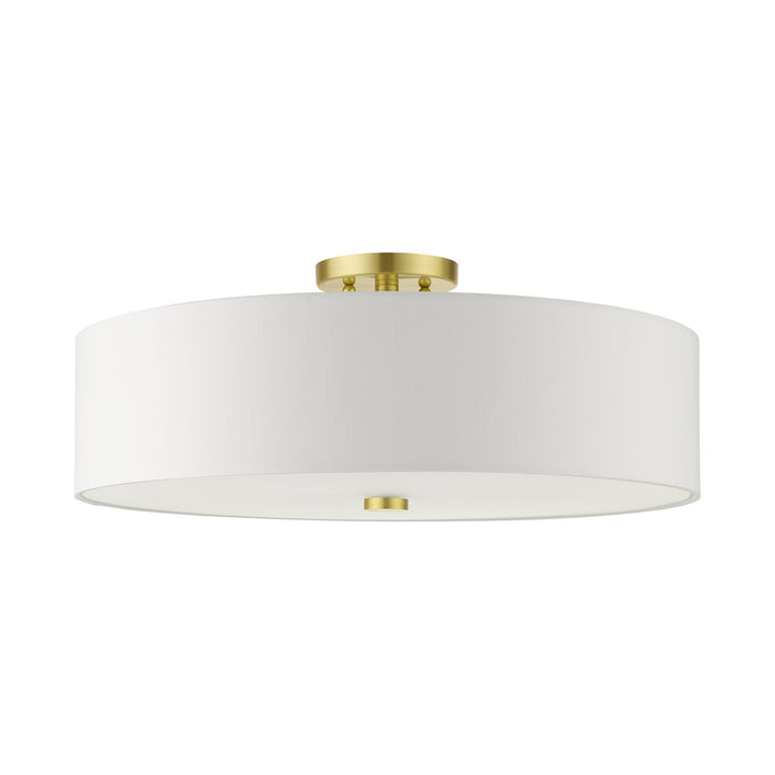 Livex Lighting 52142-12 Five Light Semi Flush Mount, Satin Brass