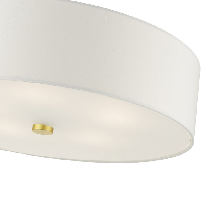 Livex Lighting 52142-12 Five Light Semi Flush Mount, Satin Brass