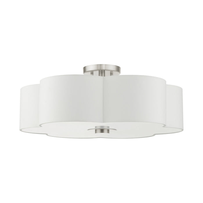 Livex Lighting 52158-91 Five Light Semi Flush Mount, Brushed Nickel