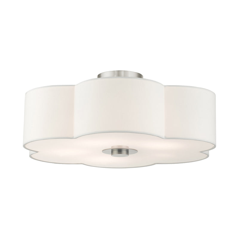 Livex Lighting 52158-91 Five Light Semi Flush Mount, Brushed Nickel