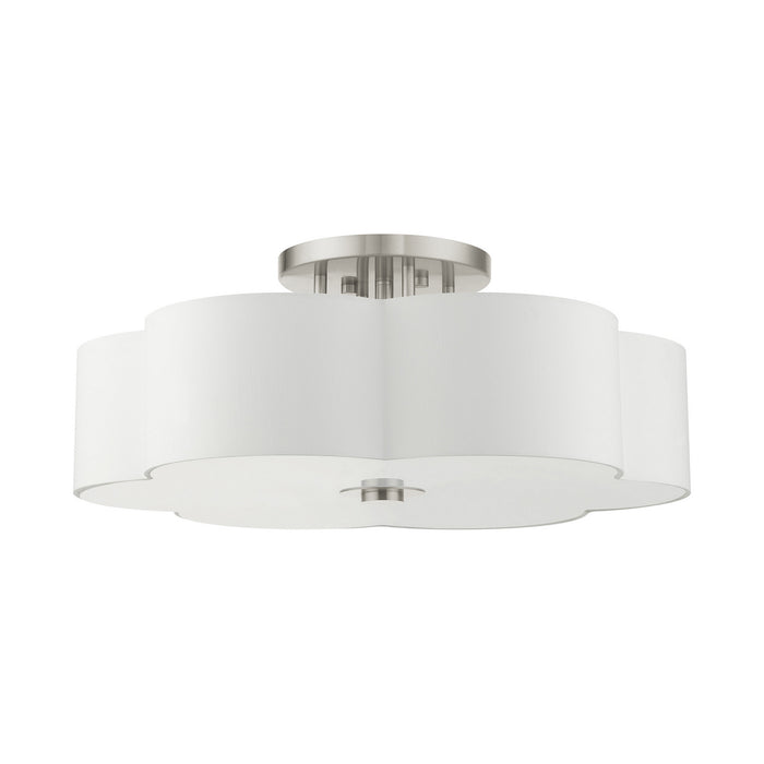 Livex Lighting 52159-91 Six Light Semi Flush Mount, Brushed Nickel