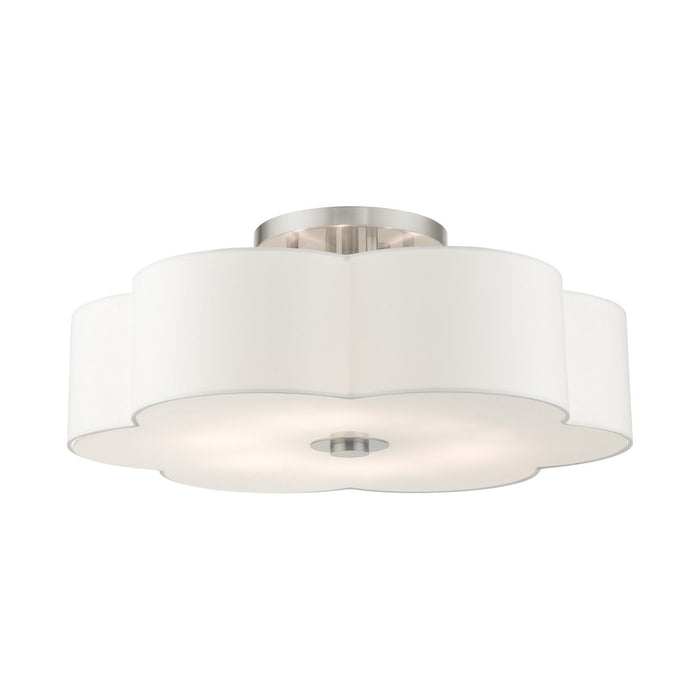 Livex Lighting 52159-91 Six Light Semi Flush Mount, Brushed Nickel