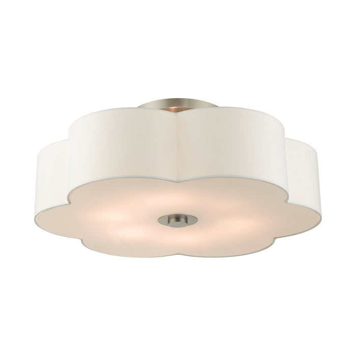 Livex Lighting 52159-91 Six Light Semi Flush Mount, Brushed Nickel