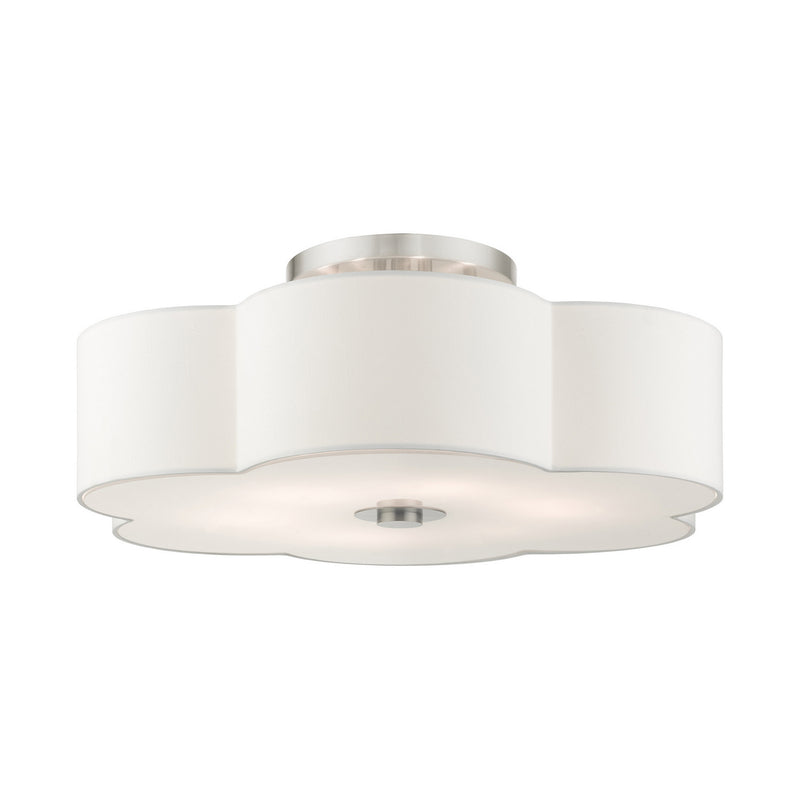 Livex Lighting 52159-91 Six Light Semi Flush Mount, Brushed Nickel