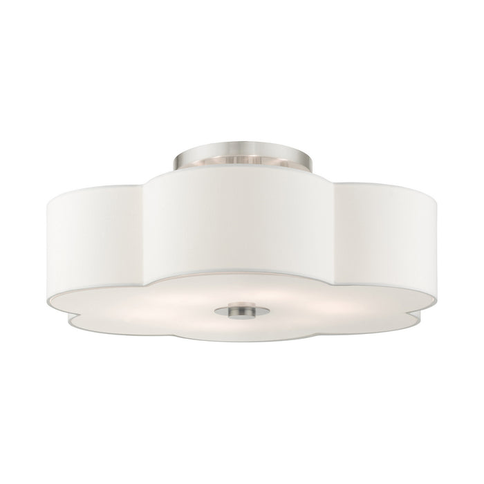 Livex Lighting 52159-91 Six Light Semi Flush Mount, Brushed Nickel